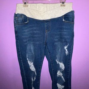 Maternity Under Belly Distressed Jeans (Large)